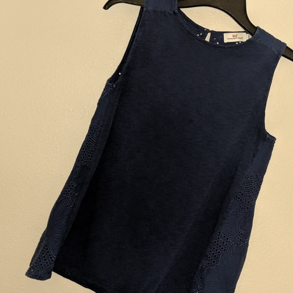Vineyard Vines Navy Eyelet Knit Mix Top - Picture 7 of 8